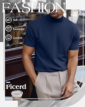 Amazon.com: Ficerd 4 Pack Men's Mock Neck T Shirts, Short